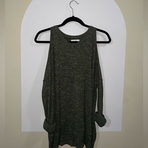 HOLLISTER Cold Shoulder Sweater in Green